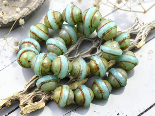 Aqua Opal Picasso Saturn Beads -- Choose Your Size