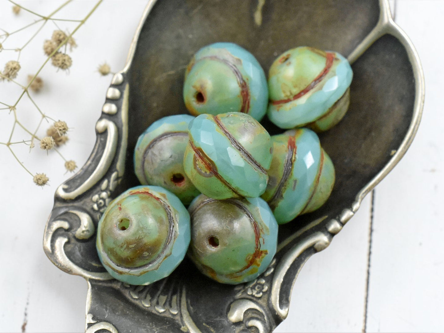 Aqua Opal Picasso Saturn Beads -- Choose Your Size