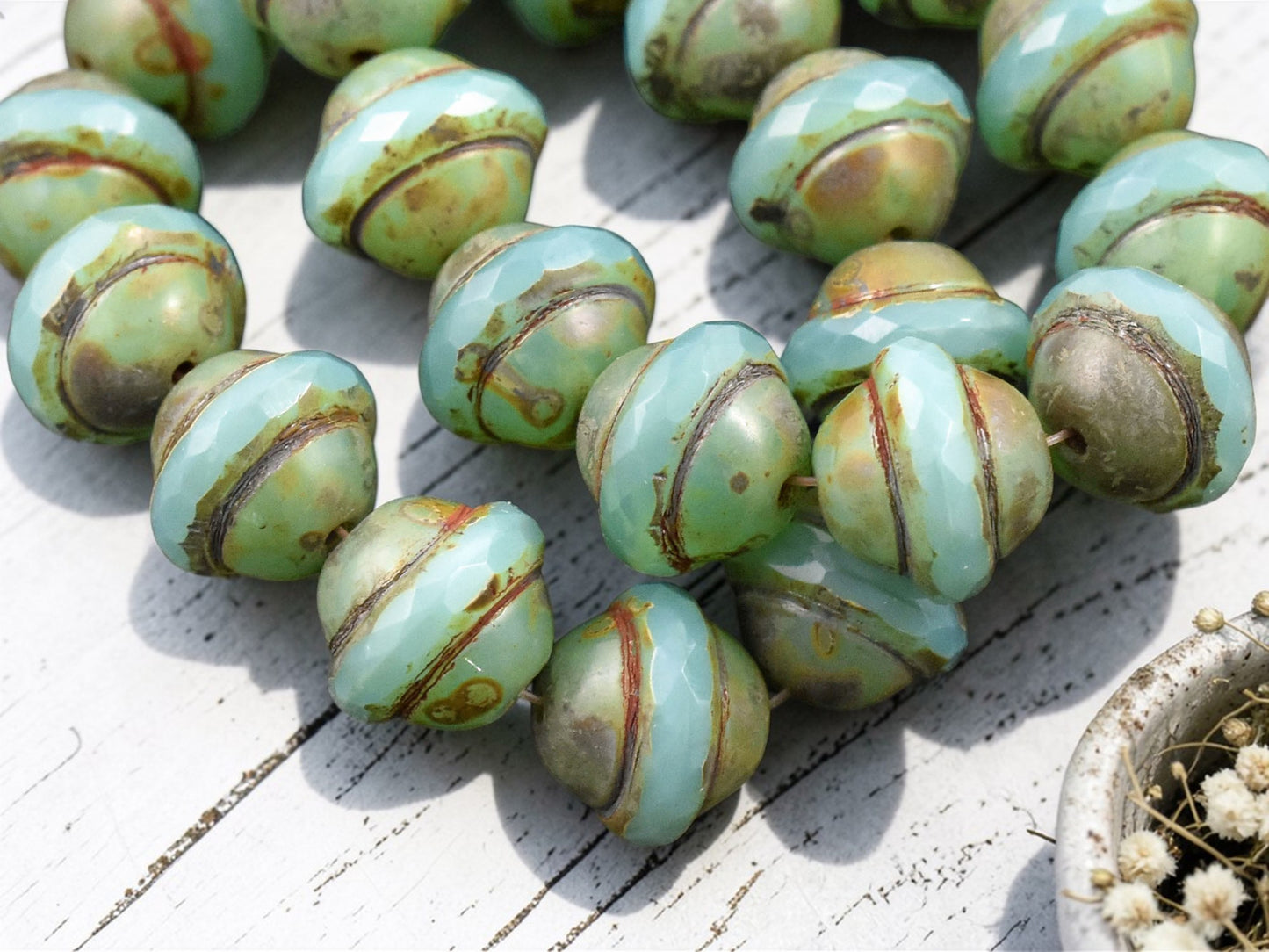 Aqua Opal Picasso Saturn Beads -- Choose Your Size