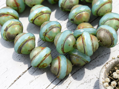 Aqua Opal Picasso Saturn Beads -- Choose Your Size