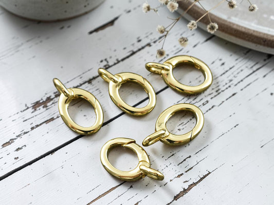 *5* 16x9mm 18k Gold Plated Oval Spring Ring Clasps