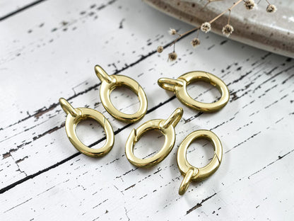 *5* 16x9mm 18k Gold Plated Oval Spring Ring Clasps