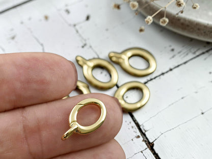 *5* 16x9mm 18k Gold Plated Oval Spring Ring Clasps