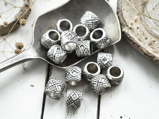 *20* 6x7mm Antique Silver Large Hole Beads