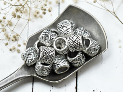 *20* 6x7mm Antique Silver Large Hole Beads