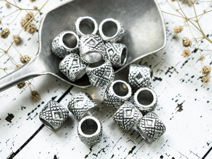 *20* 6x7mm Antique Silver Large Hole Beads