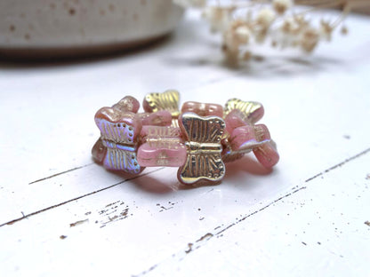 *10* 16x11mm Platinum Washed Dusty Pink AB Butterfly Beads