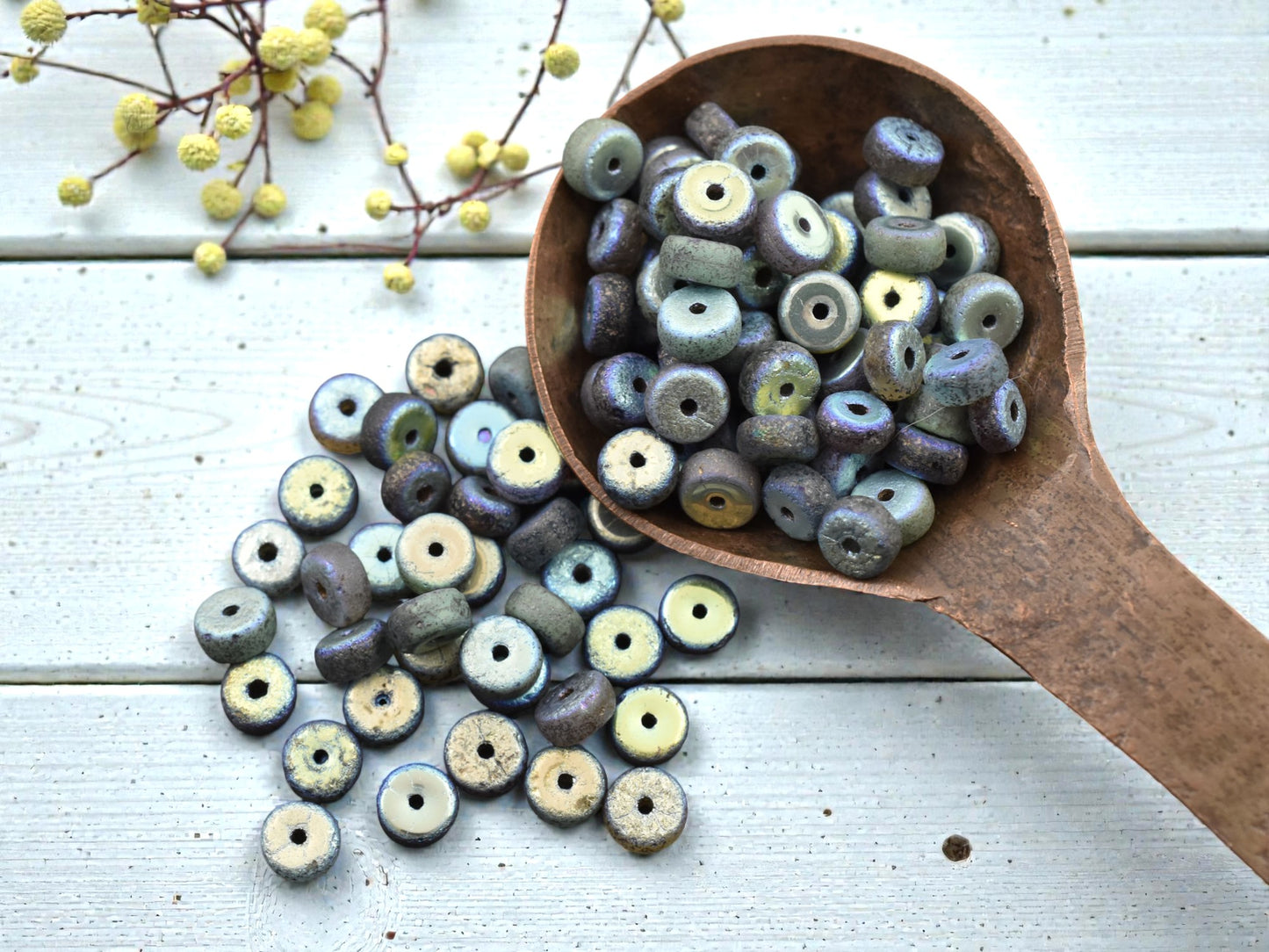 *50* 6x3mm Gold Washed Etched Mixed Heishi Beads