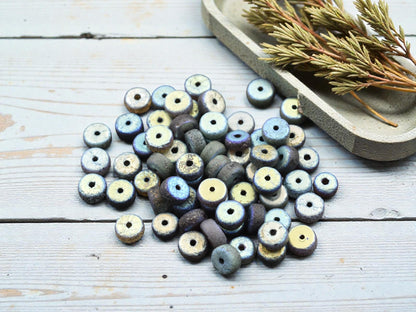 *50* 6x3mm Gold Washed Etched Mixed Heishi Beads