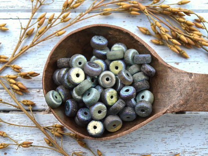 *50* 6x3mm Gold Washed Etched Mixed Heishi Beads