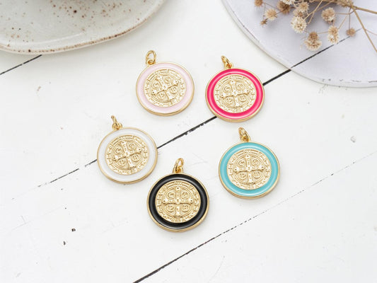 20mm 18k Gold Plated St. Benedict Cross Charms -- Choose Your Color