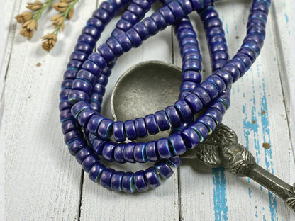 *50* 6x3mm Blue Picasso Washed Opaque Indigo AB Heishi Beads