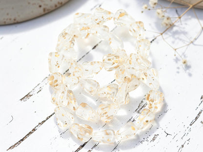 *12* 13x12mm Antique Gold Washed Crystal Vintage Style Drop Beads