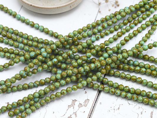*35* 4mm Blue Turquoise Travertine Round Druk Beads