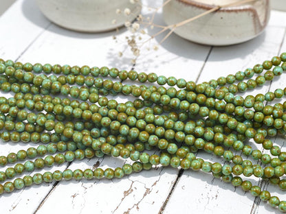 *35* 4mm Blue Turquoise Travertine Round Druk Beads