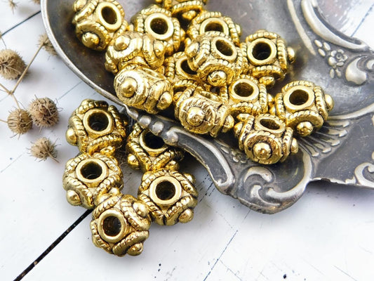 *50* 8x5mm Antique Gold Rounded Rondelle Spacer Beads