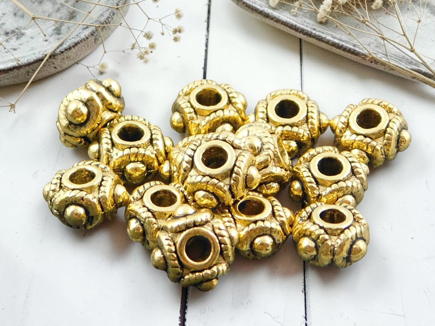 *50* 8x5mm Antique Gold Rounded Rondelle Spacer Beads