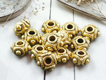 *50* 8x5mm Antique Gold Rounded Rondelle Spacer Beads