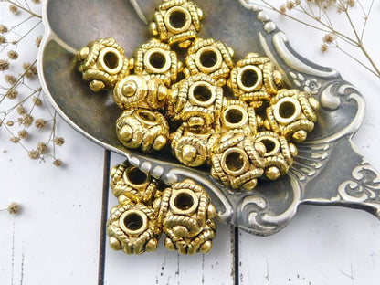 *50* 8x5mm Antique Gold Rounded Rondelle Spacer Beads