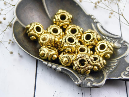 *50* 8x5mm Antique Gold Rounded Rondelle Spacer Beads