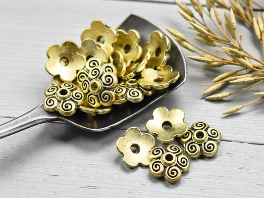 *100* 10mm Antique Gold Bead Caps