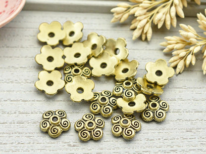 *100* 10mm Antique Gold Bead Caps
