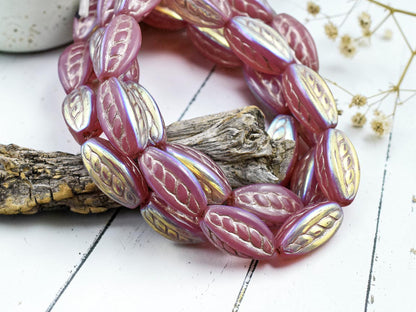 *10* 15x9mm Platinum Washed Dusty Rose AB Twisted Oval Beads