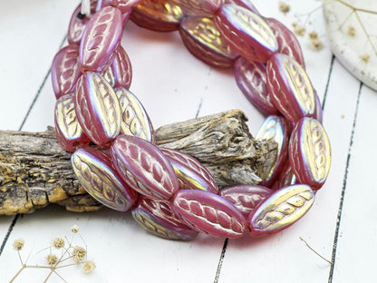 *10* 15x9mm Platinum Washed Dusty Rose AB Twisted Oval Beads