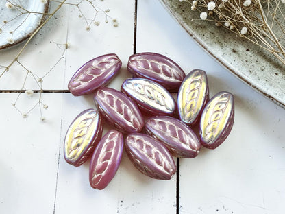 *10* 15x9mm Platinum Washed Dusty Rose AB Twisted Oval Beads