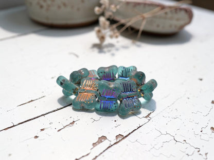 *10* 16x11mm Metallic Volcano Washed Matte Aqua Opaline Butterfly Beads