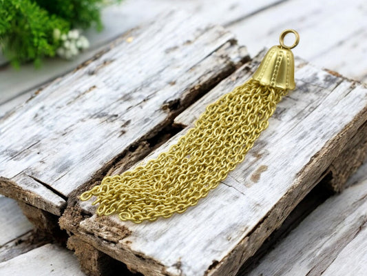 12x80mm Matte Gold Chain Tassel