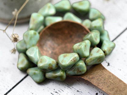 *12* 13x12mm Turquoise Picasso Vintage Style Drop Beads