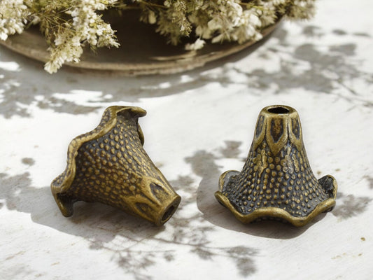 16x22mm Antique Bronze Calla Lily Tassel/Bead Caps