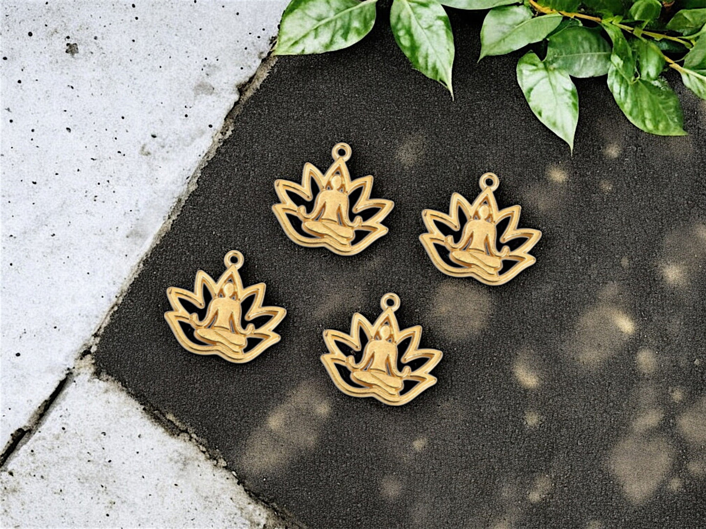 *50* 18x17mm Gold Plated Lotus Flower Charms