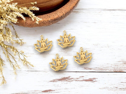 *50* 18x17mm Gold Plated Lotus Flower Charms
