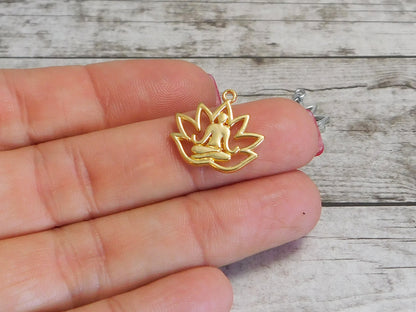 *50* 18x17mm Gold Plated Lotus Flower Charms