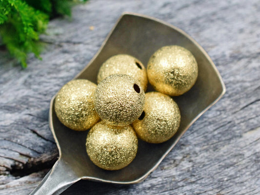 Gold Stardust Round Beads -- Choose Your Size