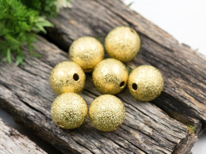 Gold Stardust Round Beads -- Choose Your Size