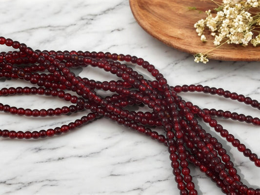 *58* 4mm Translucent Garnet Red Round Druk Beads