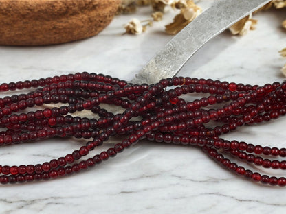 *58* 4mm Translucent Garnet Red Round Druk Beads