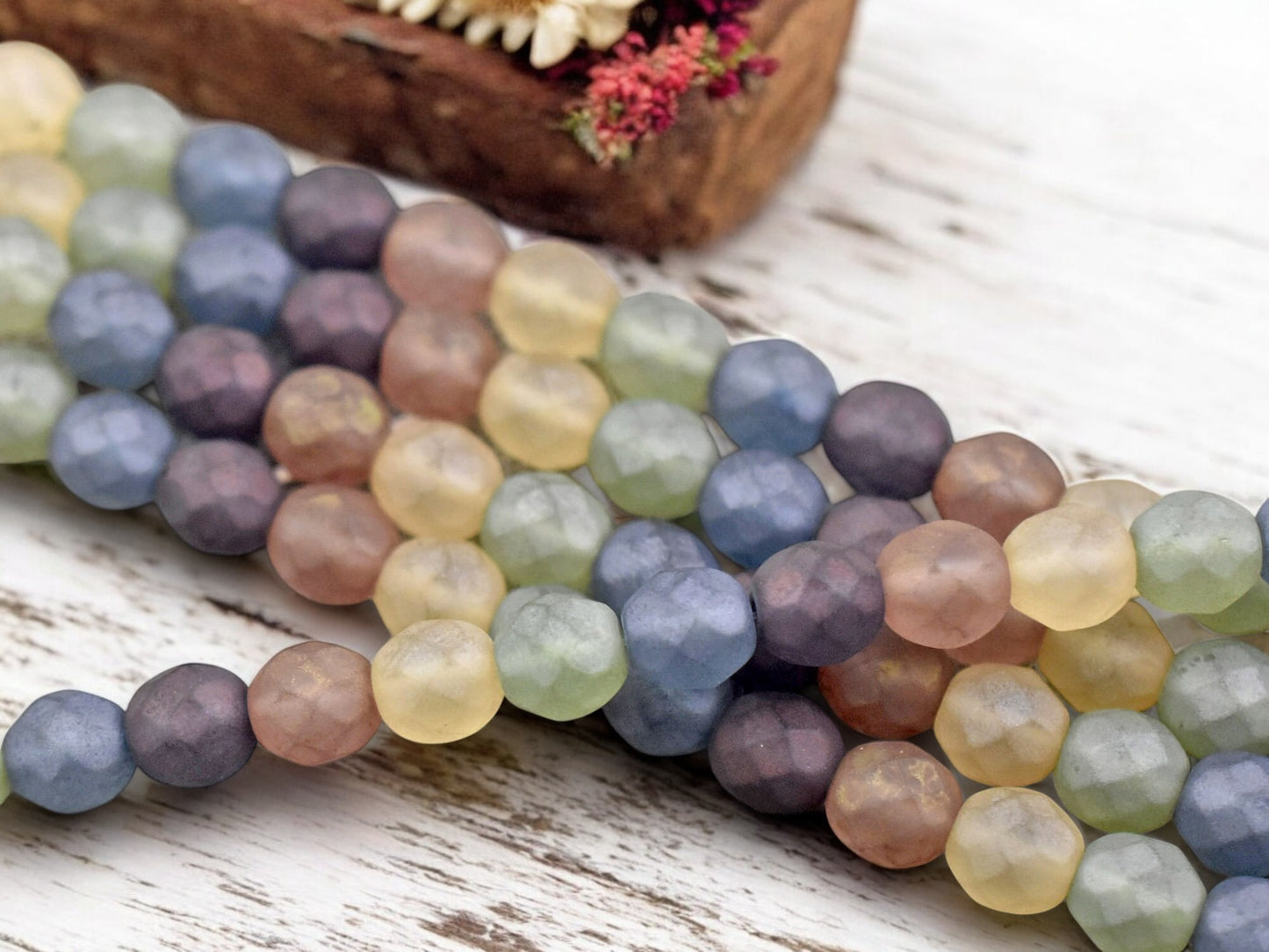 *15* 8mm Matte Gemtone Fire Polished Round Beads