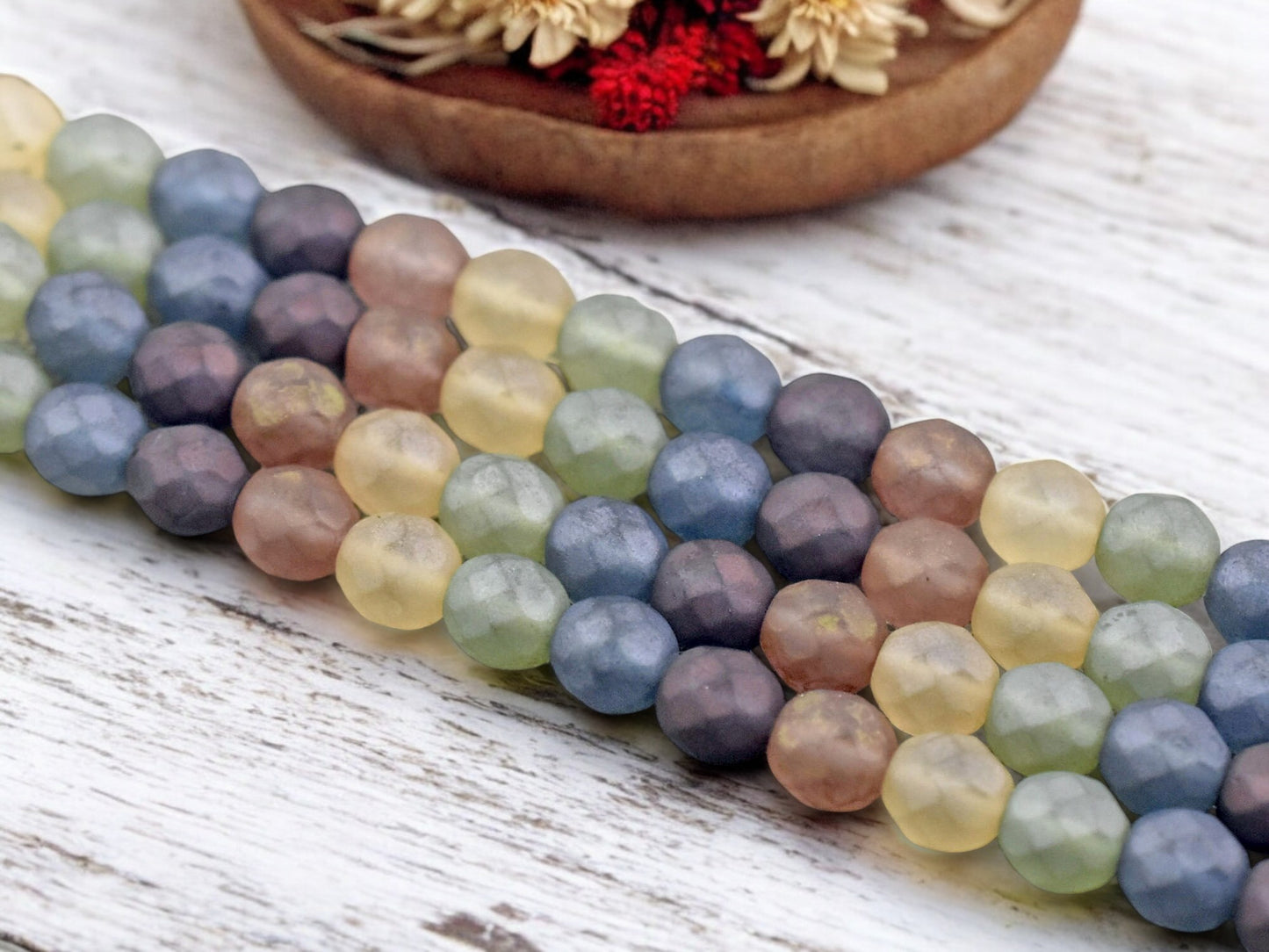 *15* 8mm Matte Gemtone Fire Polished Round Beads