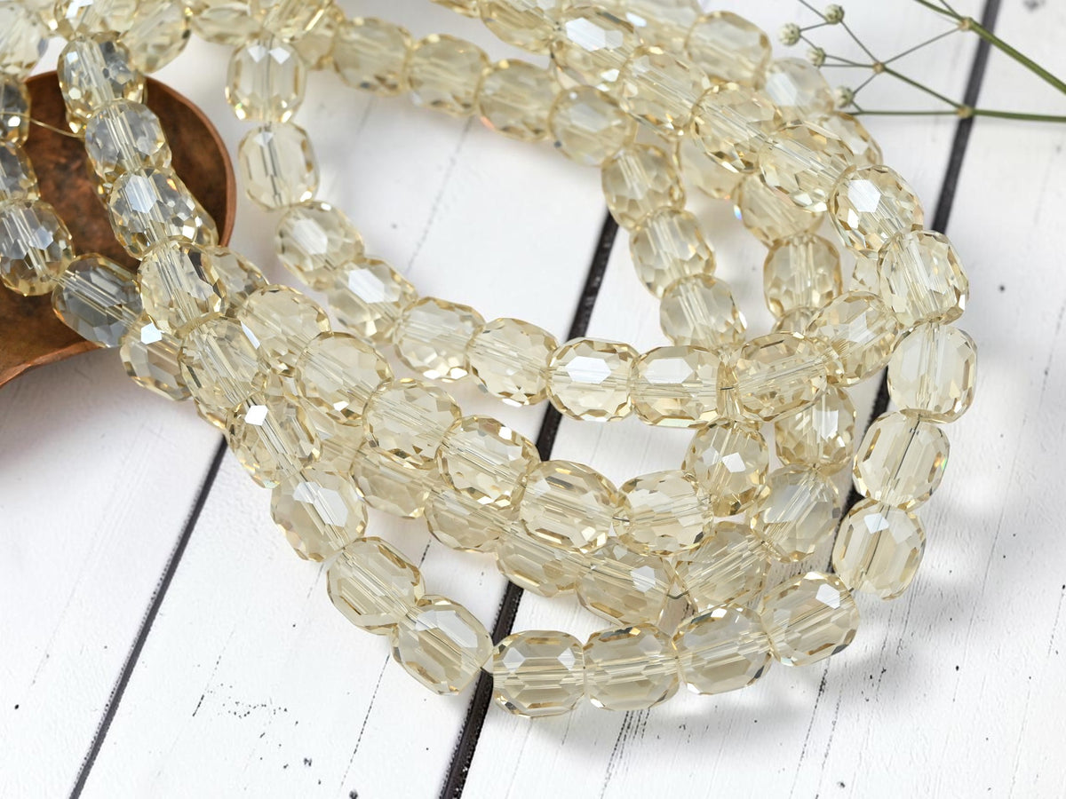 *10* 11x10mm Electroplated Smokey Crystal Faceted Barrel Beads