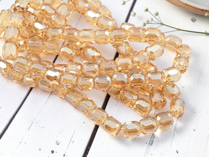 *10* 11x10mm Electroplated Light Topaz Champagne Faceted Barrel Beads