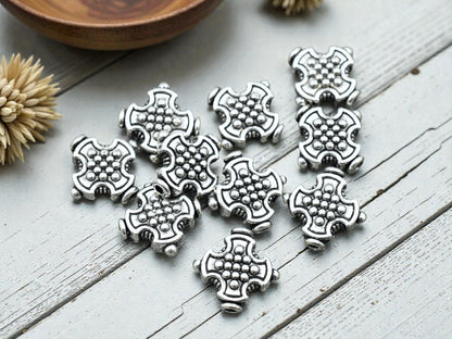 *20* 12mm Antique Silver Medieval Cross Beads