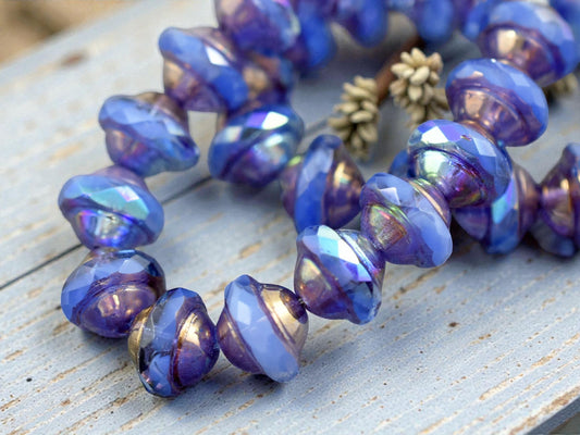 Bronze AB Washed Periwinkle Blue Saturn Beads - Choose Your Size