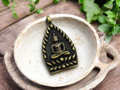 25x42x7mm Brass Buddha Amulet Pendant