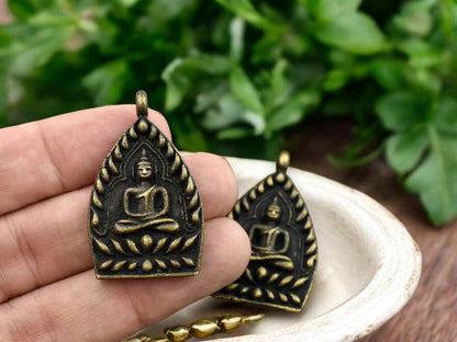 25x42x7mm Brass Buddha Amulet Pendant