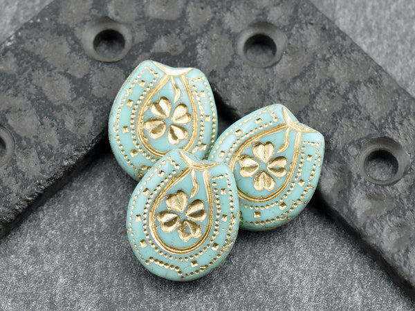*2* 21x18mm Bronze Washed Turquoise Lucky Horseshoe Beads