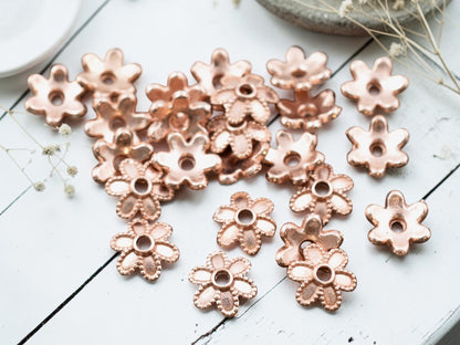 *100* 8mm Rose Gold Bead Caps